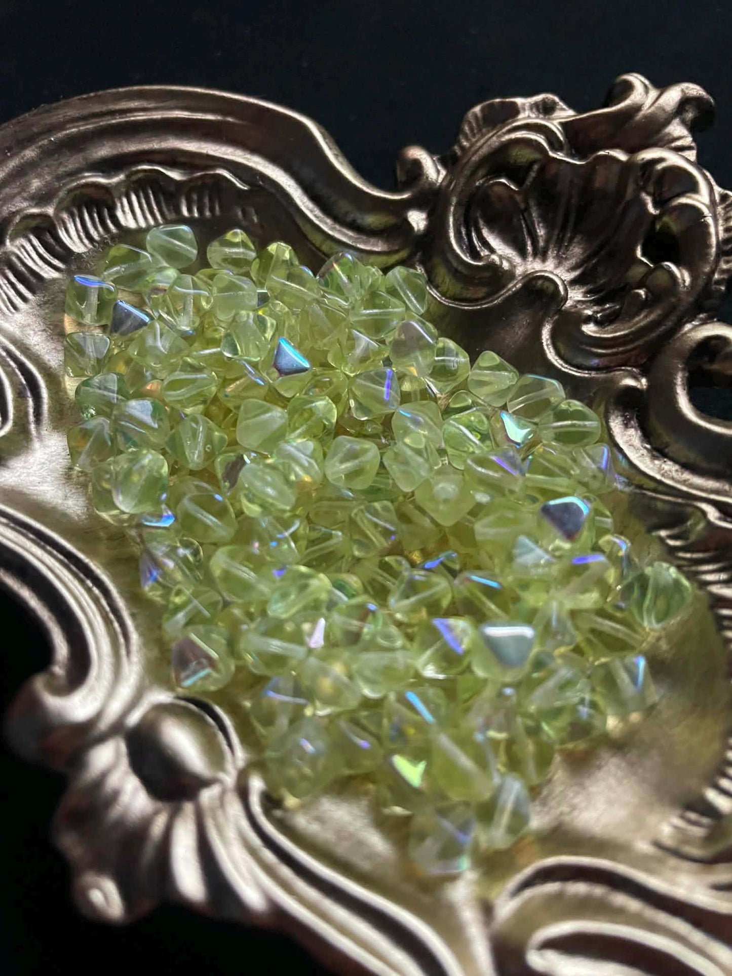 Uranium Glass (Bicone Beads 6mm) | Yellow Czech UV Glowing Reactive Vaseline Glass | 10pcs for Jewelry Making, DIY Crafts & Supplies