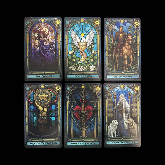 Stained Glass Tarot – 78 Card Illuminated Deck for Divination, Spiritual Guidance, Intuitive Reading & Esoteric Insight