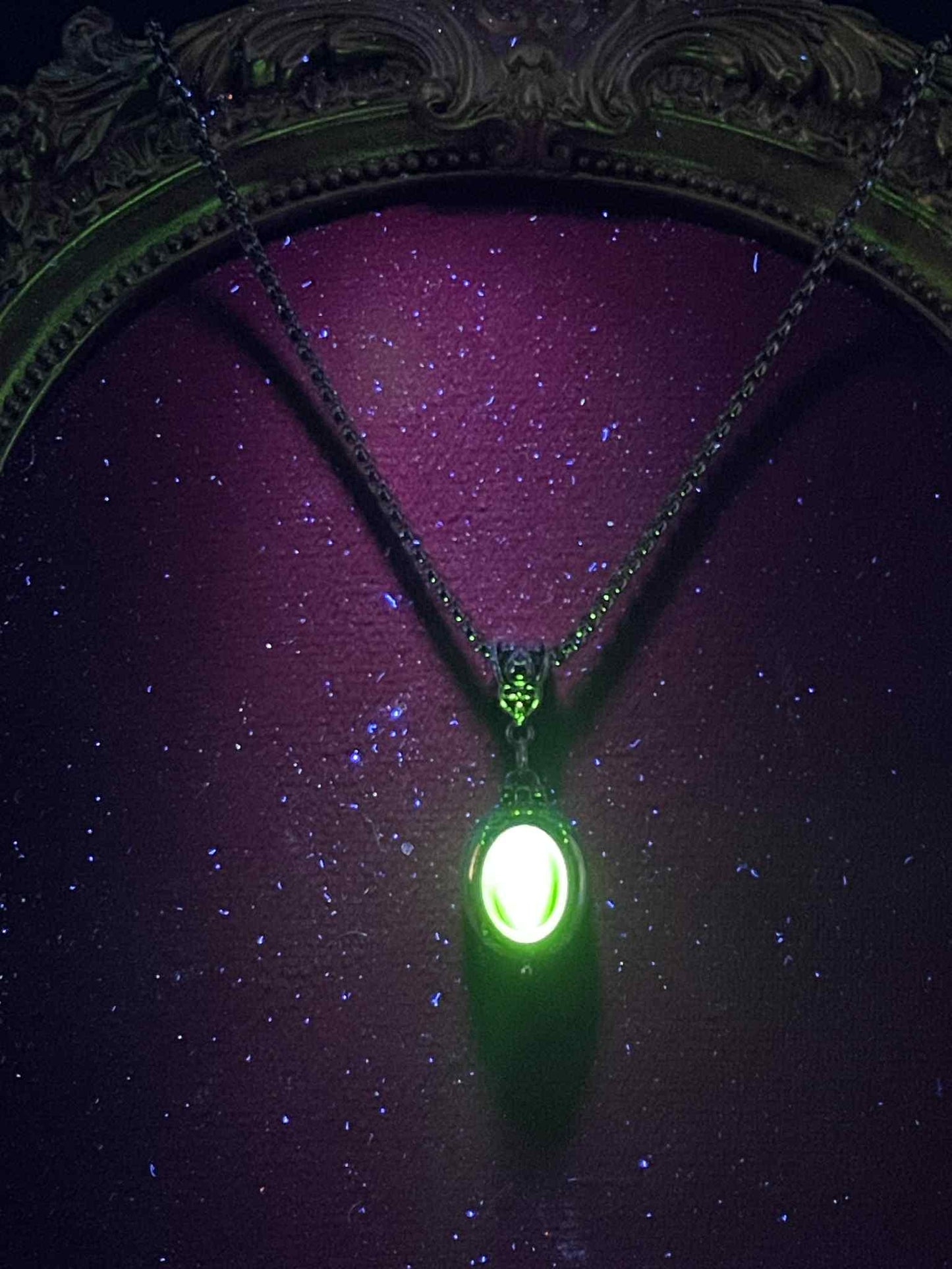 Uranium Glass (Locket) Pendant That Holds Pictures | Openable Yellow Vaseline Amulet | Glows Under UV Light | Gothic Jewelry Necklace