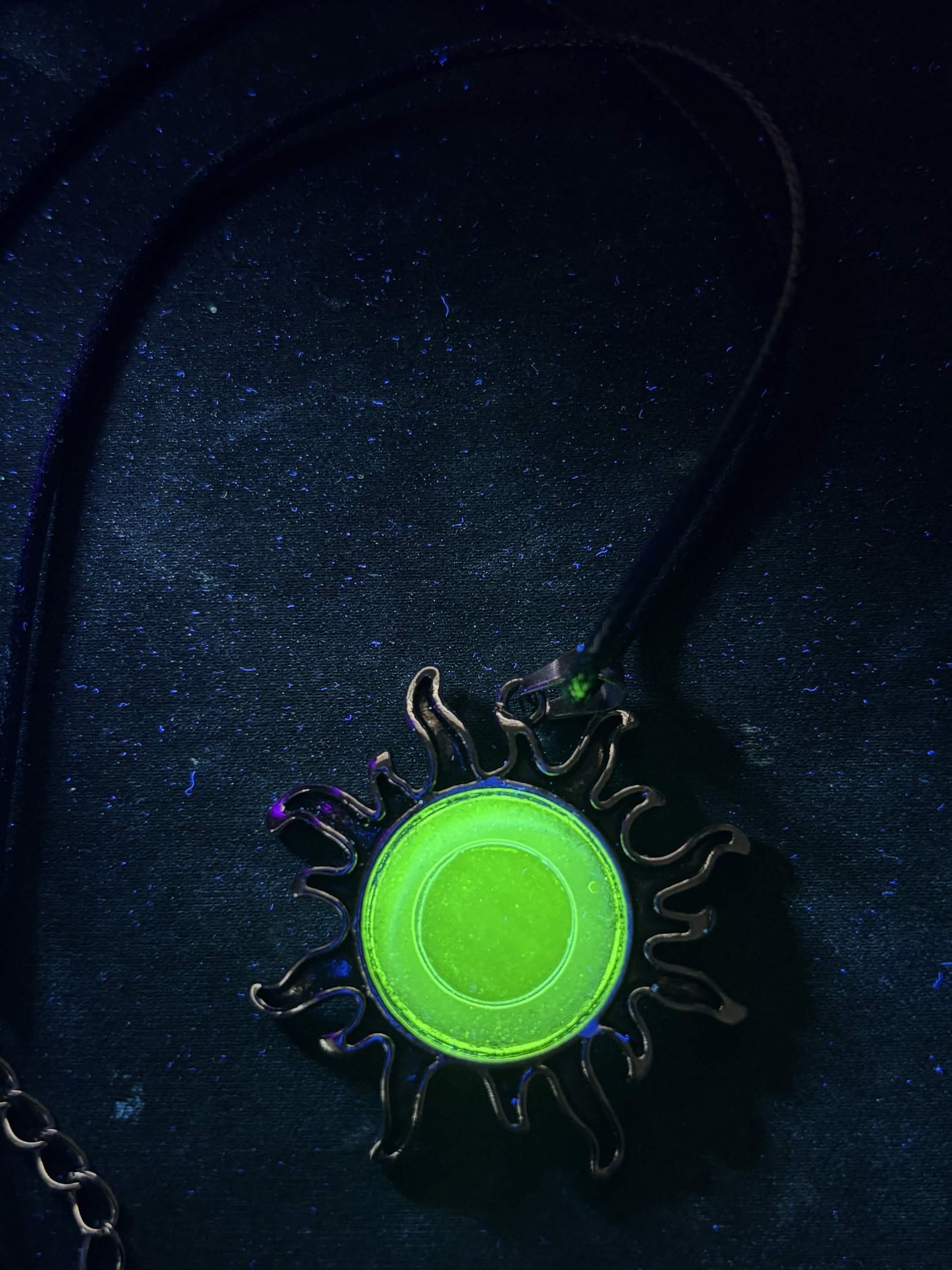 Sun Necklace from Uranium Glass | Glows Under UV Light | Yellow Vaseline Amulet | Sun-Light Zodiac Jewelry