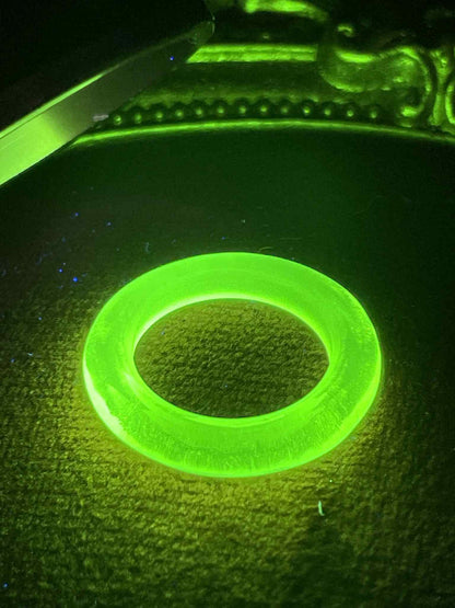 Uranium Glass Round Ring | Yellow Vaseline Glass | It Glows Under UV Light | Custom Sizes O-Ring Jewelry