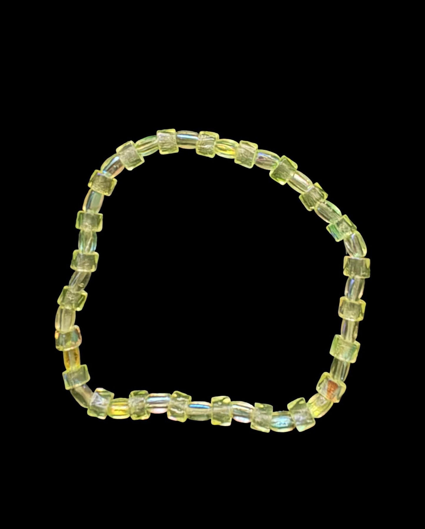 Glow in the Dark Uranium Glass Bracelet | Neon Green Beaded Jewelry | UV Reactive Bracelet | Gothic Alt Accessories | Halloween Jewelry