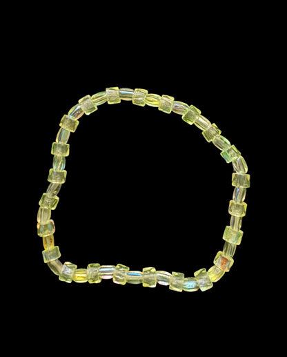 Glow in the Dark Uranium Glass Bracelet | Neon Green Beaded Jewelry | UV Reactive Bracelet | Gothic Alt Accessories | Halloween Jewelry