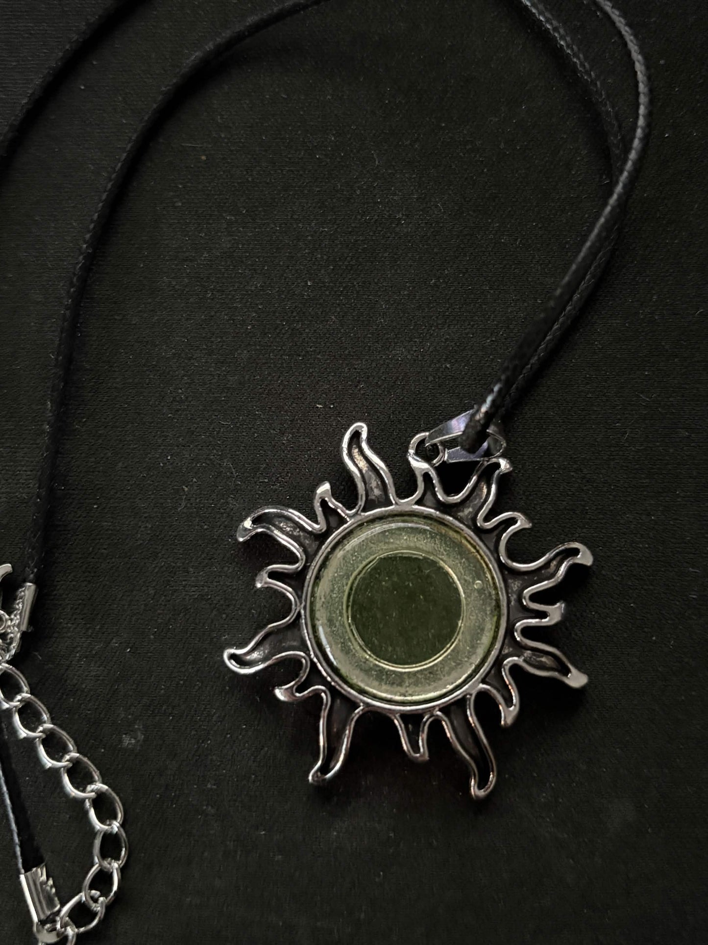 Sun Necklace from Uranium Glass | Glows Under UV Light | Yellow Vaseline Amulet | Sun-Light Zodiac Jewelry