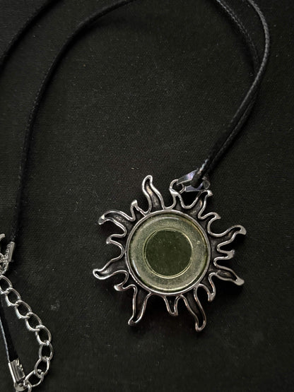 Sun Necklace from Uranium Glass | Glows Under UV Light | Yellow Vaseline Amulet | Sun-Light Zodiac Jewelry