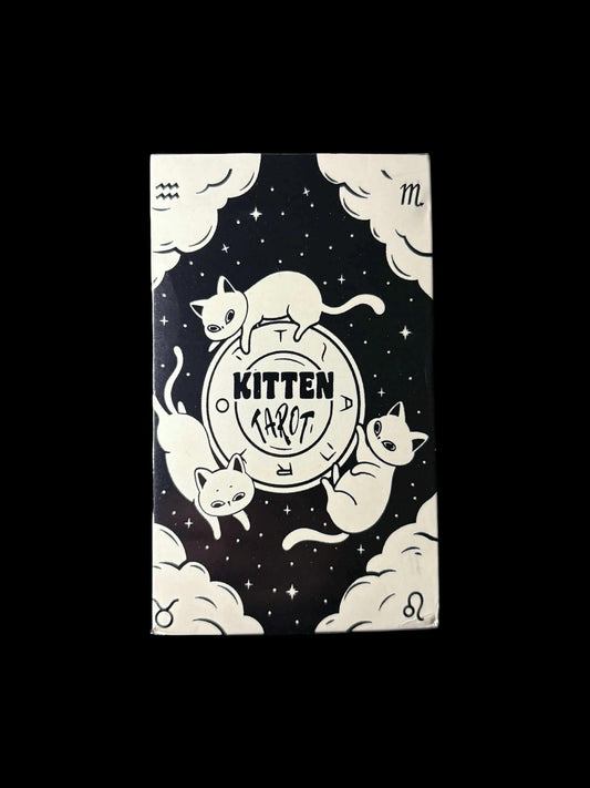 Cute Kitty Tarot Deck | 78 Black & White Cards | Cat Lover Gift | Mystical Tarot Cards | Unique Divination Deck | Gothic Cat Design