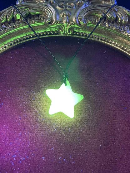 Phosphorous Star Necklace | Green Fluorescent Galaxy Pendant | Glows In The Dark | Beautiful Night Sky Luminous Jewelry