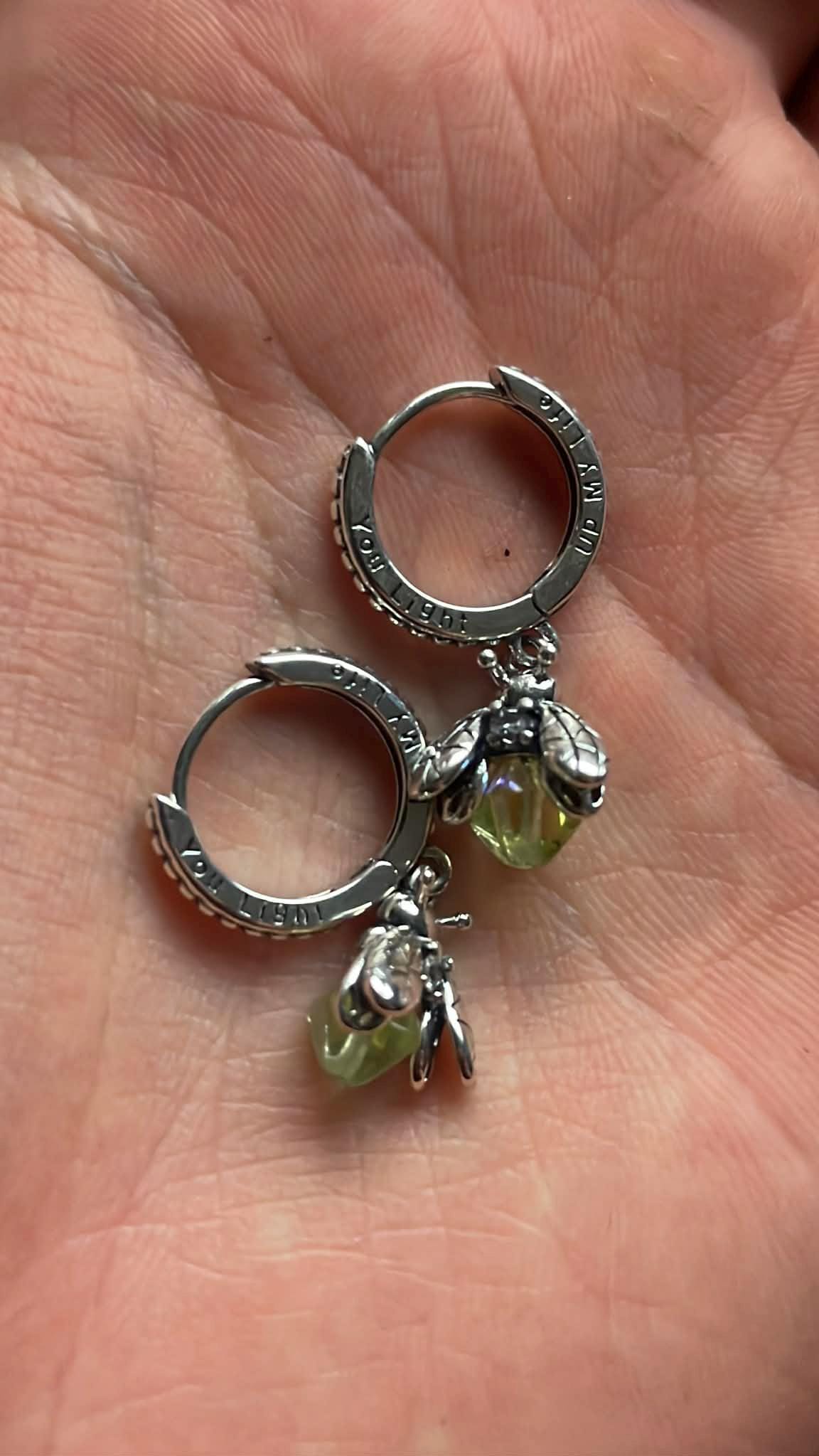 Uranium Glass (Firefly) Earrings | UV Glowing Small Green Vaseline Bug Jewelry | Glow-In-The-Dark Luminous Insect | Includes One Pair