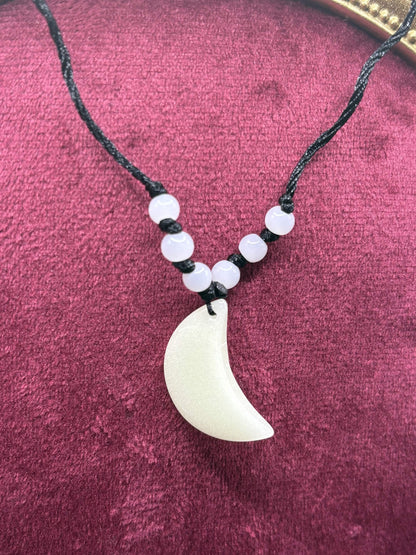 Glowing Moon Necklace | Green Fluorescent Night Pendant | Glows In The Dark | Beautiful Phosphorous Jewelry