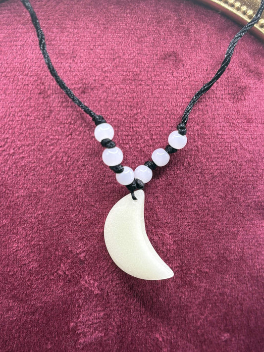 Glowing Moon Necklace | Green Fluorescent Night Pendant | Glows In The Dark | Beautiful Phosphorous Jewelry