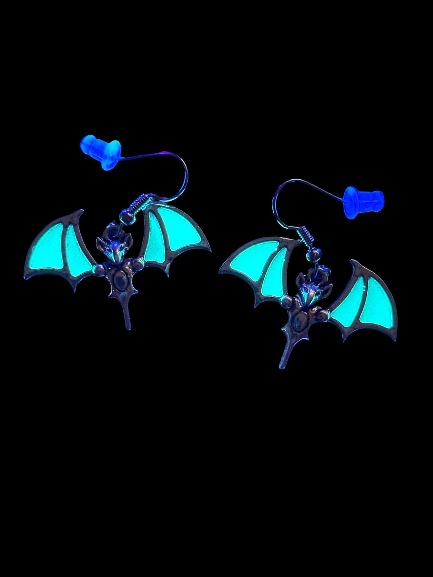 Glow in the Dark (Bat) Earrings | Halloween Gothic Jewelry | Turquoise Wings | Spooky Gift for Her | Vampire/Alt Accessories | Scary Jewelry