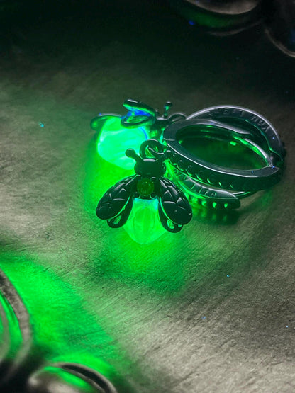 Uranium Glass (Firefly) Earrings | UV Glowing Small Green Vaseline Bug Jewelry | Glow-In-The-Dark Luminous Insect | Includes One Pair