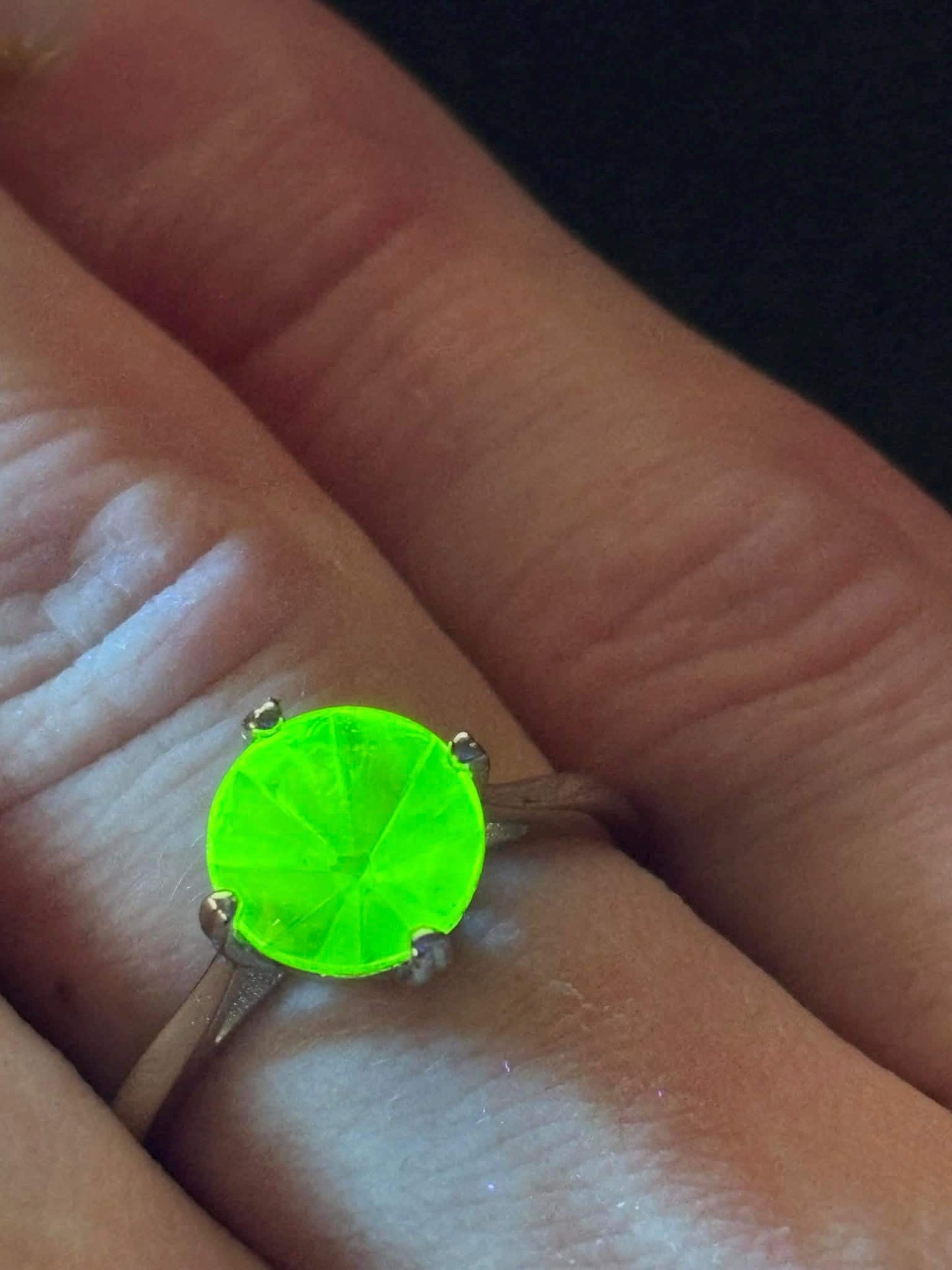 Uranium Glass (Faceted Gem) Ring | Yellow Vaseline Glass | It Glows Under UV Light | Handmade Sterling Silver 925 Jewelry | Handmade Cutted