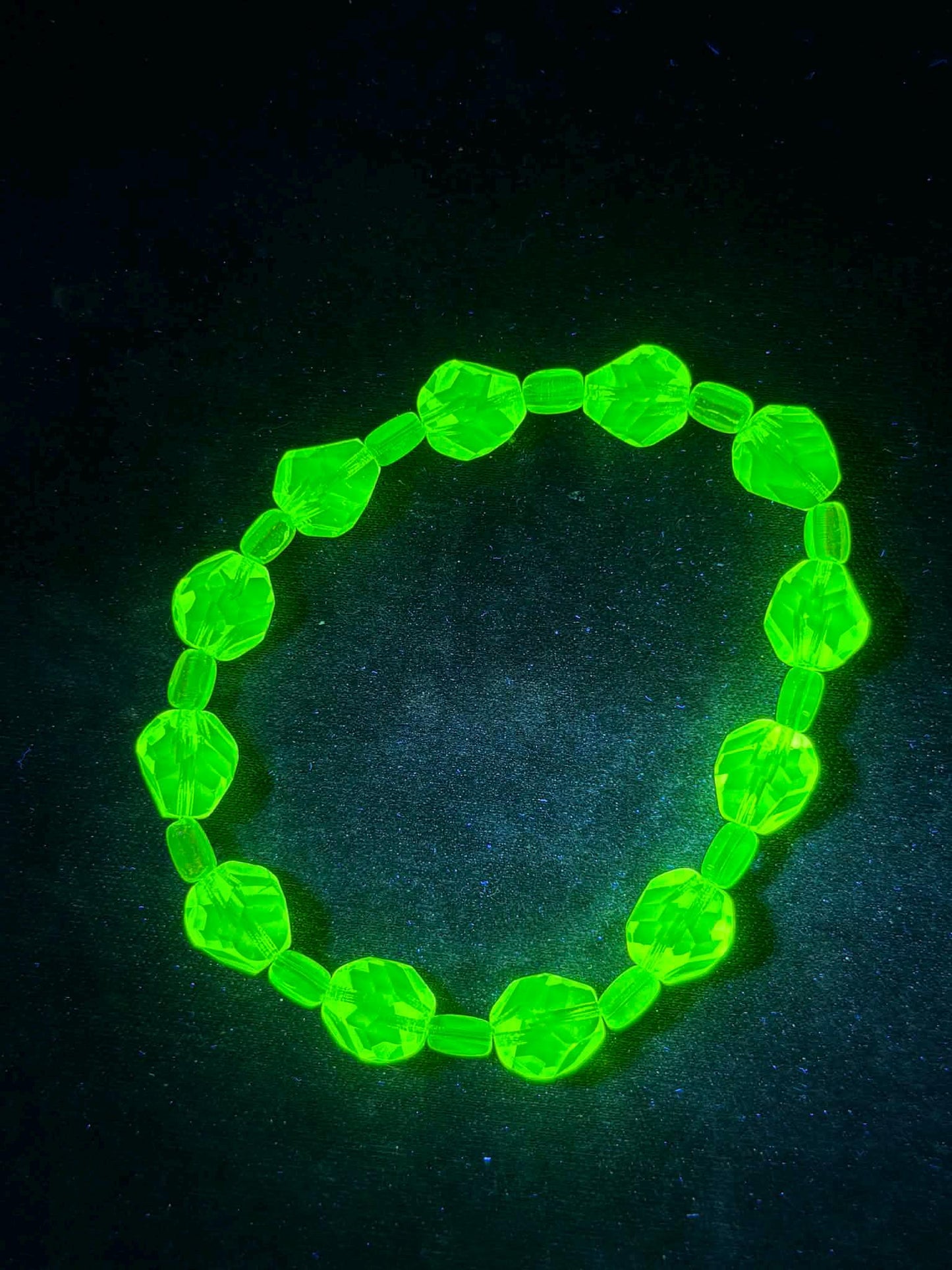 Glow in the Dark Uranium Glass Bracelet | Neon Green Beaded Jewelry | UV Reactive Bracelet | Gothic Alt Accessories | Halloween Jewelry