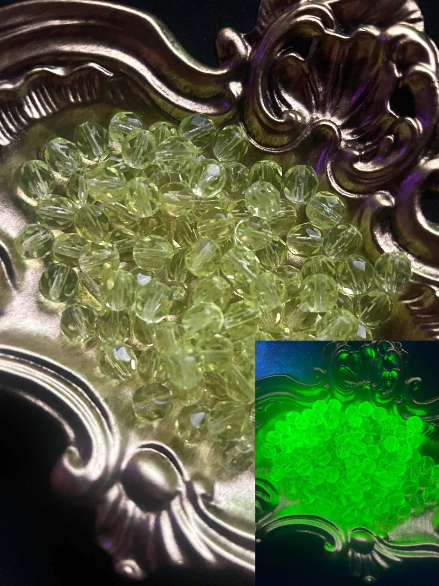 Uranium Glass Yellow (Fire-Polished Beads) | UV Reactive Vaseline Glass 80130  | 25 pcs for Jewelry Making, DIY Crafts & Collectors Supplies