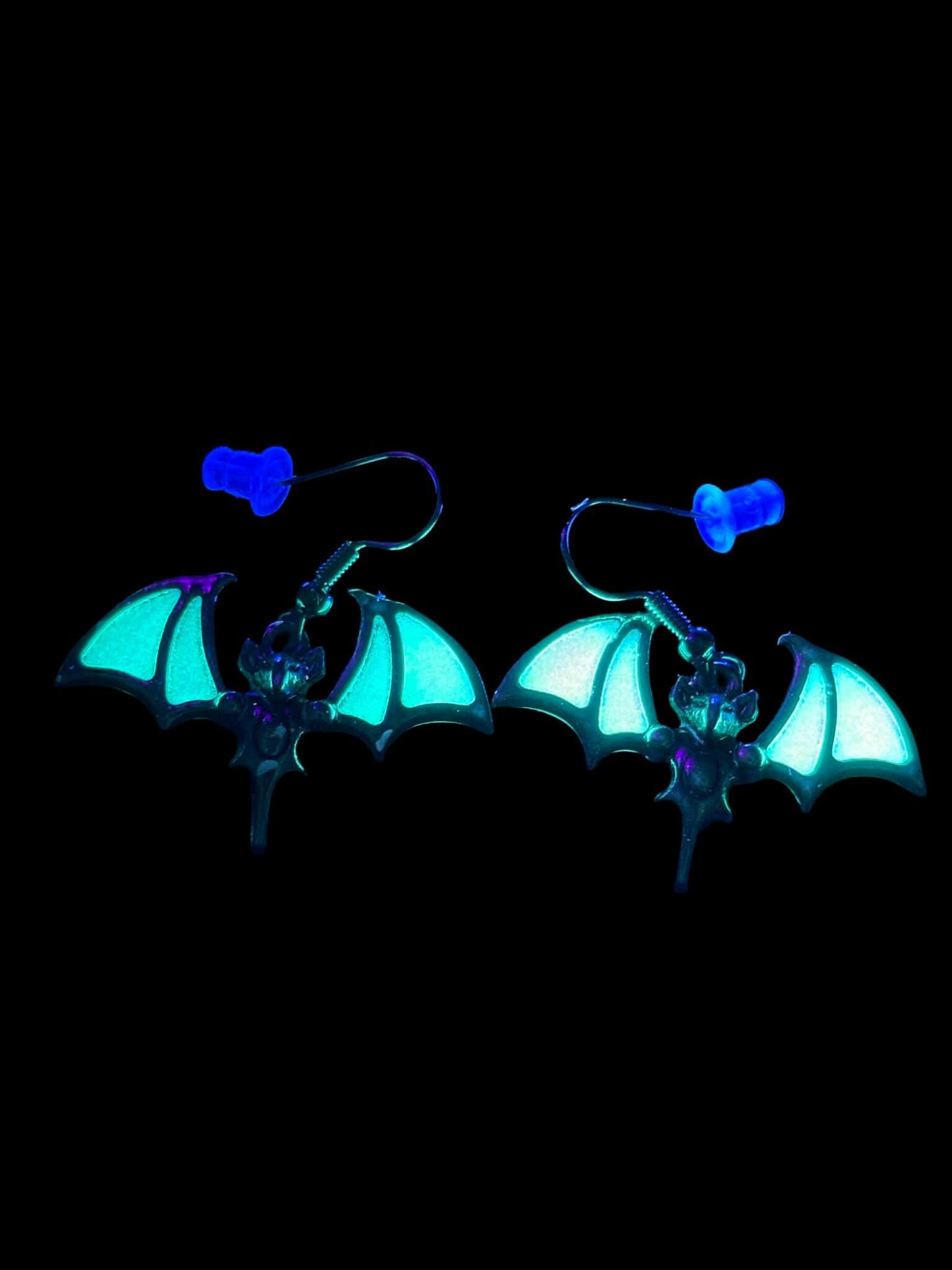 Glow in the Dark (Bat) Earrings | Halloween Gothic Jewelry | Turquoise Wings | Spooky Gift for Her | Vampire/Alt Accessories | Scary Jewelry
