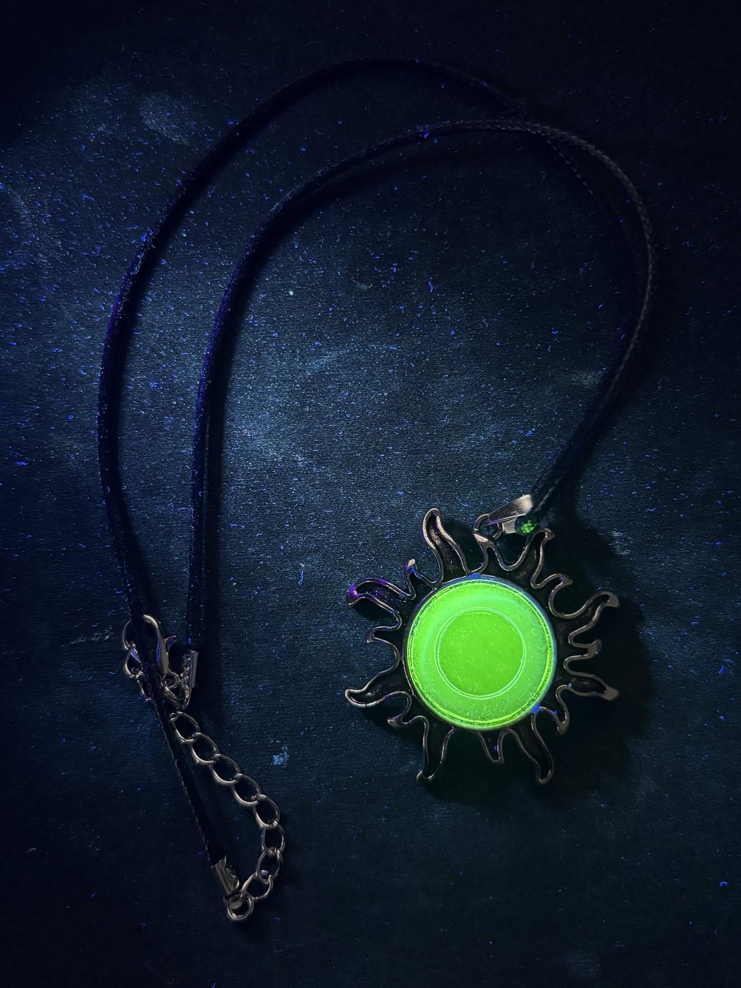 Sun Necklace from Uranium Glass | Glows Under UV Light | Yellow Vaseline Amulet | Sun-Light Zodiac Jewelry