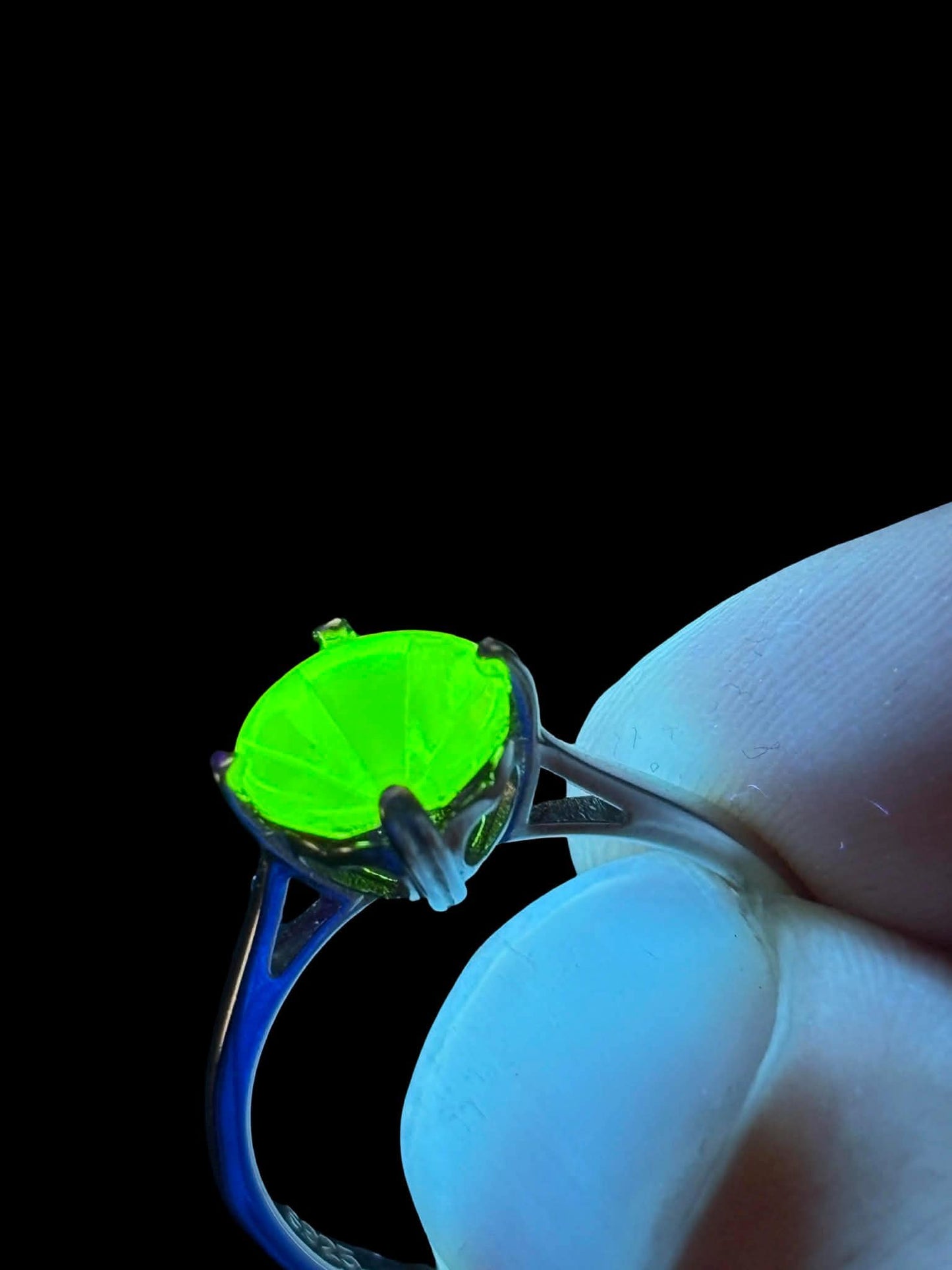 Uranium Glass (Faceted Gem) Ring | Yellow Vaseline Glass | It Glows Under UV Light | Handmade Sterling Silver 925 Jewelry | Handmade Cutted
