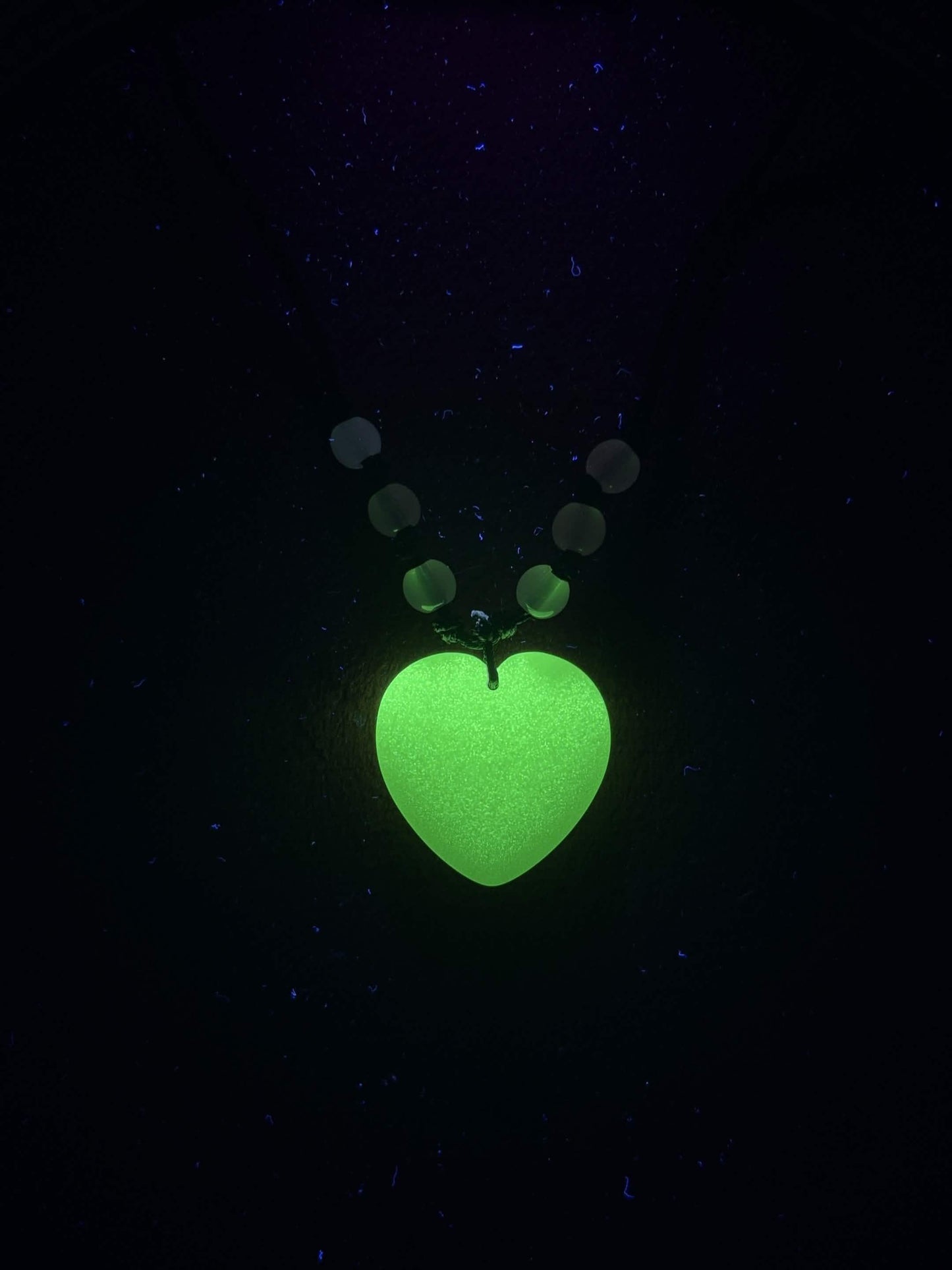 Glowing Heart Necklace | Green Fluorescent Love Pendant | Glows In The Dark | Beautiful Phosphorous Jewelry