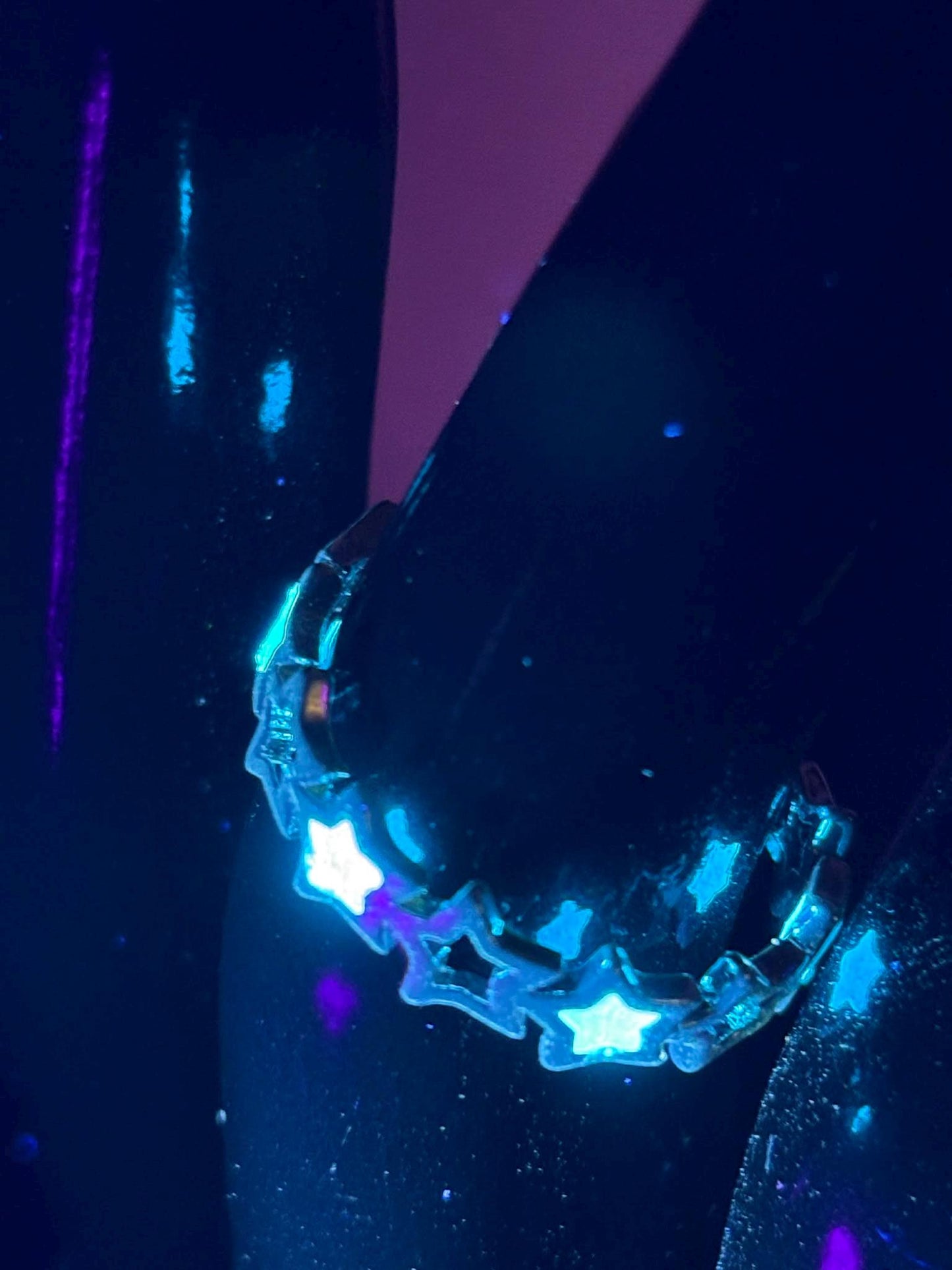 Glowing Turquoise "Star Ring" | It Glows In The Dark | Metallic Frame With Hollow Stellar Object | Adjustable Luminous Galaxy Jewelry