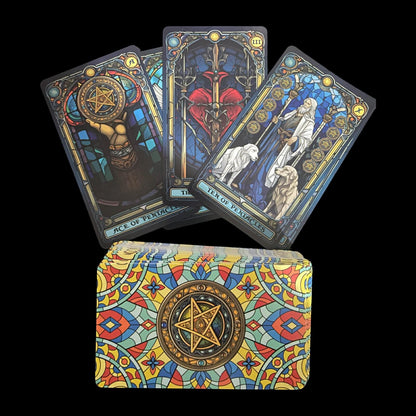 Stained Glass Tarot – 78 Card Illuminated Deck for Divination, Spiritual Guidance, Intuitive Reading & Esoteric Insight