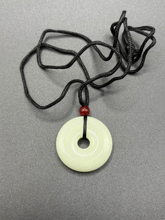 Glowing Donut Shaped Necklace | Green Fluorescent Pendant | Glows In The Dark | Beautiful Phosphorous Jewelry