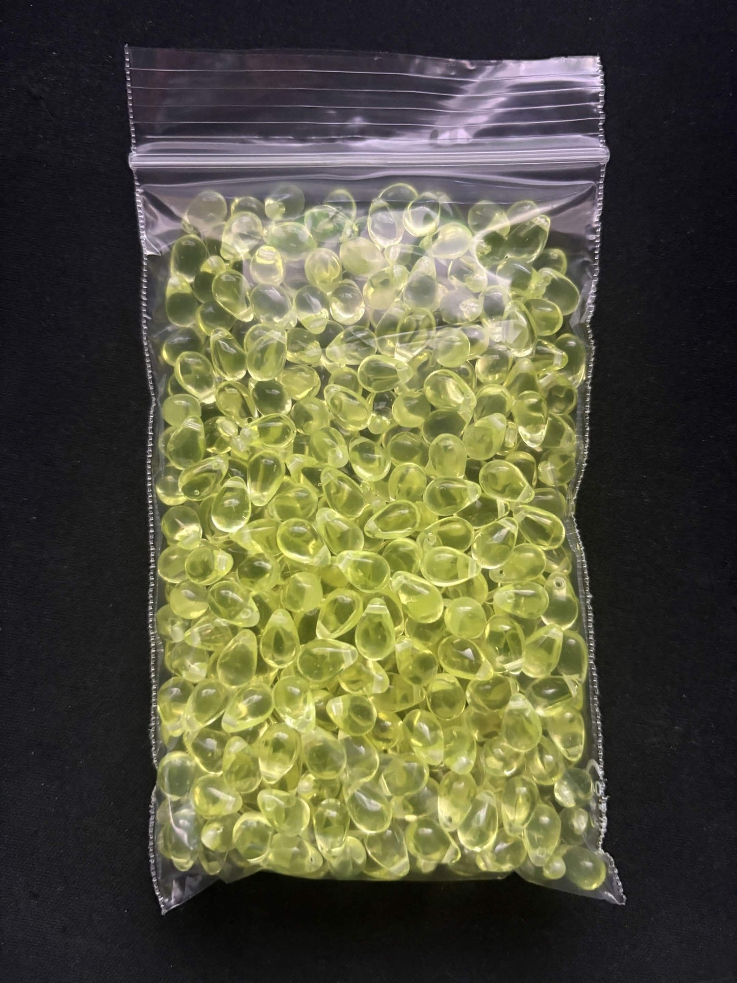 Uranium Glass (Tear Drop Beads 6x9 mm) | Czech #80130 UV Glowing Yellow Vaseline Glass | 10pcs for Jewelry Making, DIY Crafts & Supplies