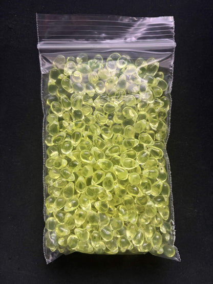 Uranium Glass (Tear Drop Beads 6x9 mm) | Czech #80130 UV Glowing Yellow Vaseline Glass | 10pcs for Jewelry Making, DIY Crafts & Supplies