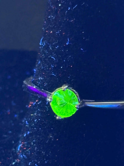 Uranium Glass (Faceted Gem) Ring | Yellow Vaseline Glass | It Glows Under UV Light | Handmade Sterling Silver 925 Jewelry | Handmade Cutted