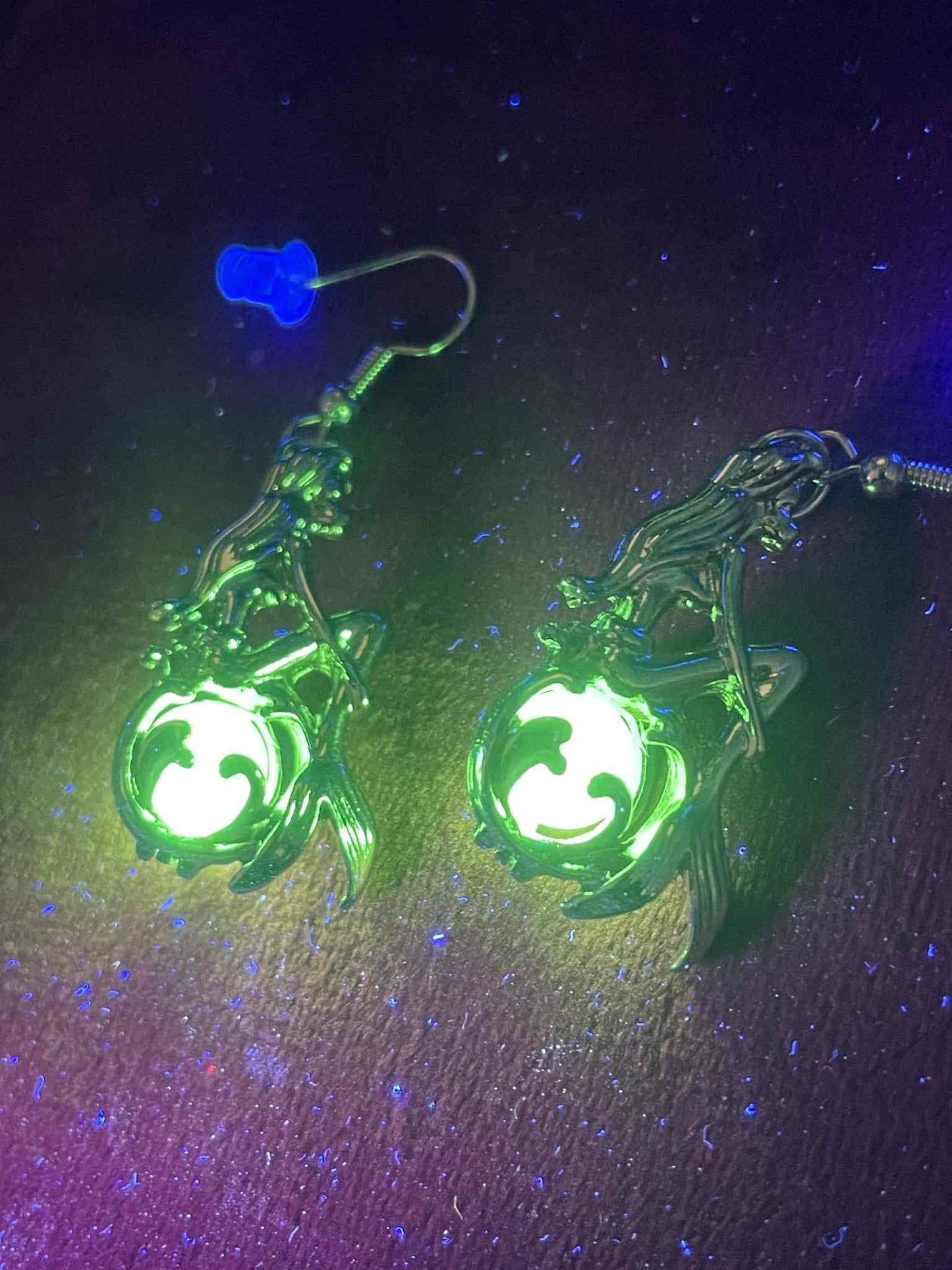Glowing Green Earrings (Mermaid) | Fairycore Siren | Luminous Jewelry