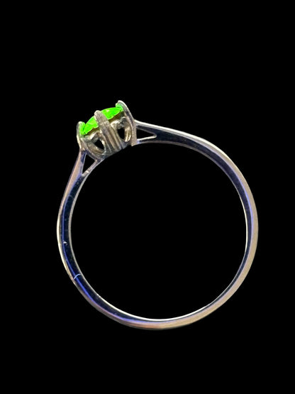 Uranium Glass (Faceted Gem) Ring | Yellow Vaseline Glass | It Glows Under UV Light | Handmade Sterling Silver 925 Jewelry | Handmade Cutted