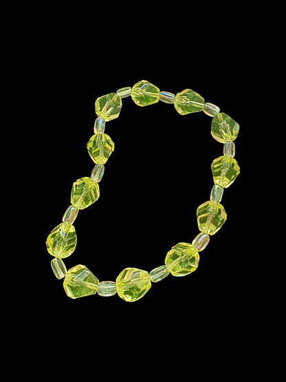 Glow in the Dark Uranium Glass Bracelet | Neon Green Beaded Jewelry | UV Reactive Bracelet | Gothic Alt Accessories | Halloween Jewelry