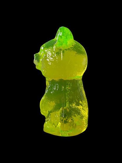 Uranium Glass (Bear) Figurine | UV Glowing Animal | Teddy-Bear Statue
