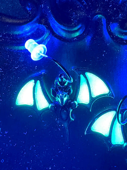 Glow in the Dark (Bat) Earrings | Halloween Gothic Jewelry | Turquoise Wings | Spooky Gift for Her | Vampire/Alt Accessories | Scary Jewelry