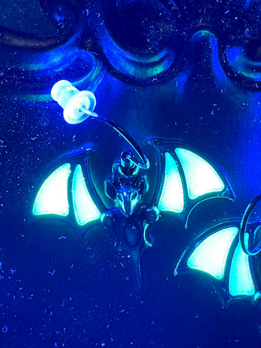 Glow in the Dark (Bat) Earrings | Halloween Gothic Jewelry | Turquoise Wings | Spooky Gift for Her | Vampire/Alt Accessories | Scary Jewelry