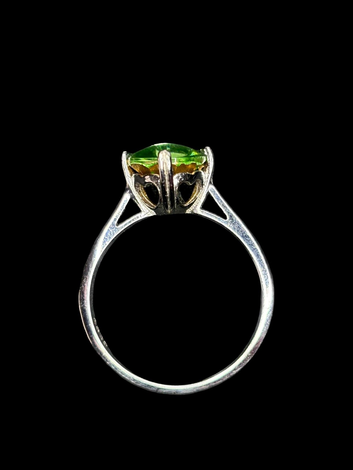 Uranium Glass (Faceted Gem) Ring | Yellow Vaseline Glass | It Glows Under UV Light | Handmade Sterling Silver 925 Jewelry | Handmade Cutted