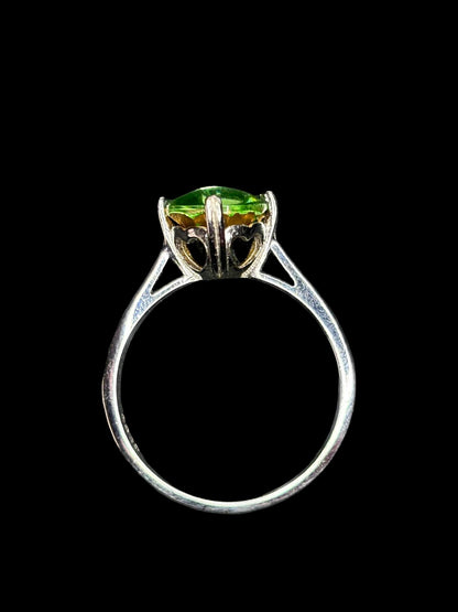 Uranium Glass (Faceted Gem) Ring | Yellow Vaseline Glass | It Glows Under UV Light | Handmade Sterling Silver 925 Jewelry | Handmade Cutted
