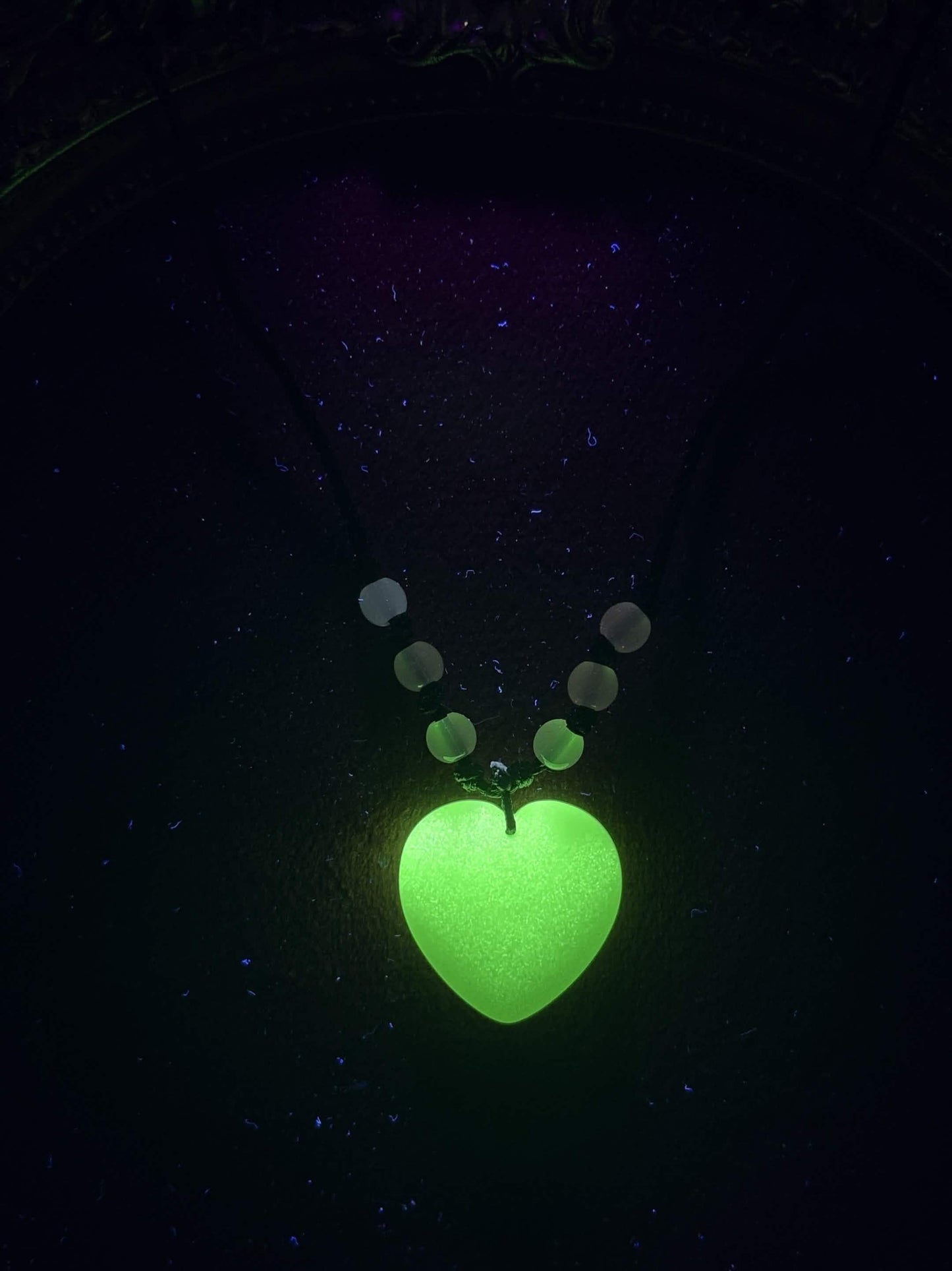 Glowing Heart Necklace | Green Fluorescent Love Pendant | Glows In The Dark | Beautiful Phosphorous Jewelry