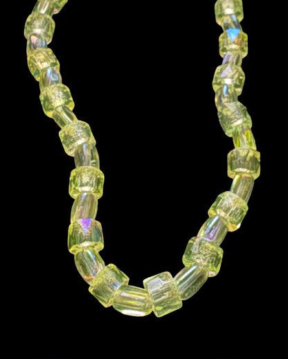 Glow in the Dark Uranium Glass Bracelet | Neon Green Beaded Jewelry | UV Reactive Bracelet | Gothic Alt Accessories | Halloween Jewelry