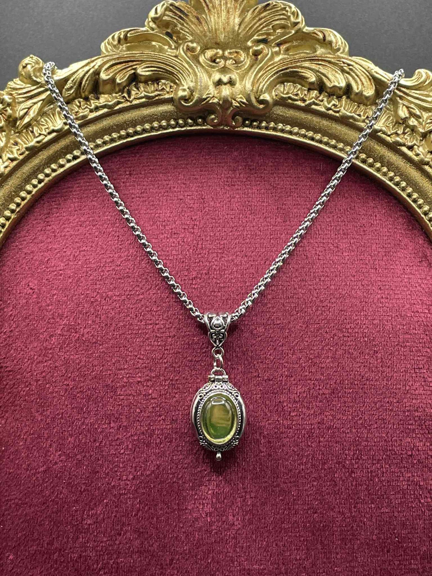 Uranium Glass (Locket) Pendant That Holds Pictures | Openable Yellow Vaseline Amulet | Glows Under UV Light | Gothic Jewelry Necklace