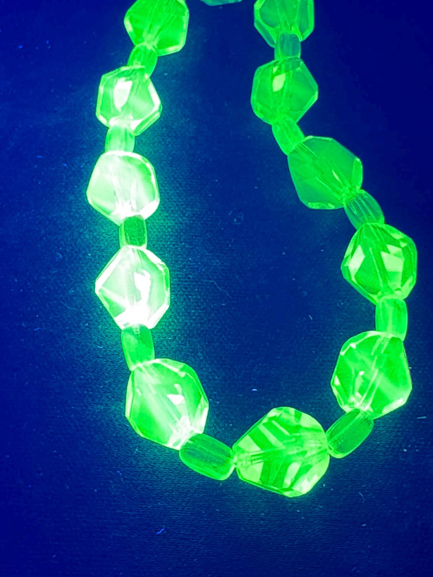 Glow in the Dark Uranium Glass Bracelet | Neon Green Beaded Jewelry | UV Reactive Bracelet | Gothic Alt Accessories | Halloween Jewelry