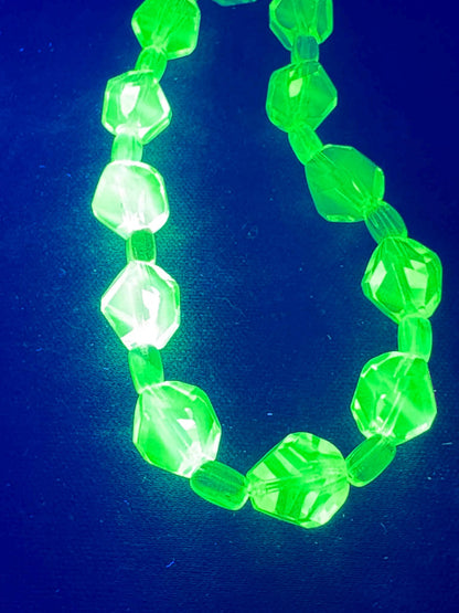 Glow in the Dark Uranium Glass Bracelet | Neon Green Beaded Jewelry | UV Reactive Bracelet | Gothic Alt Accessories | Halloween Jewelry