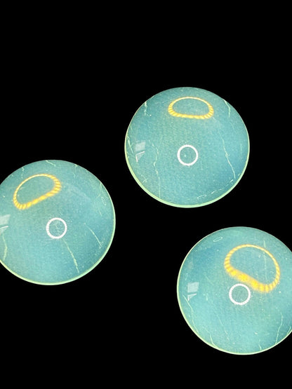 Uranium Glass (Cabochon) 18x18mm | UV Reactive | Round Opal for DIY Crafts
