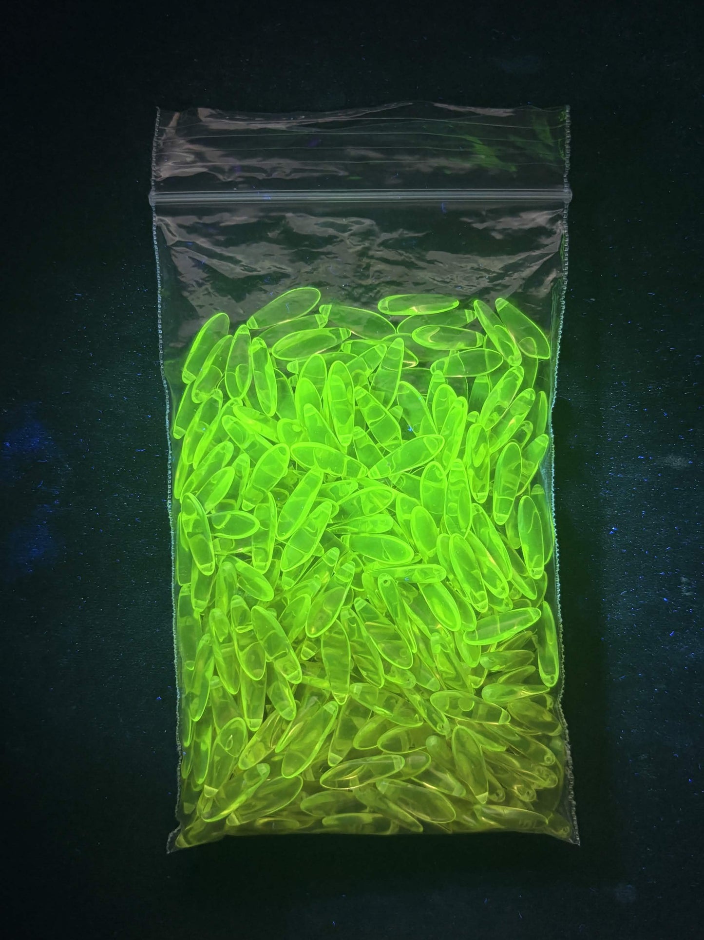 Uranium Glass (Dagger Beads 5x16 mm) Yellow Czech | UV Glowing Reactive Vaseline Glass | 10 pcs for Jewelry Making, DIY Crafts & Supplies