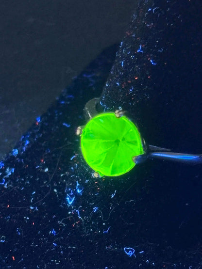 Uranium Glass (Faceted Gem) Ring | Yellow Vaseline Glass | It Glows Under UV Light | Handmade Sterling Silver 925 Jewelry | Handmade Cutted