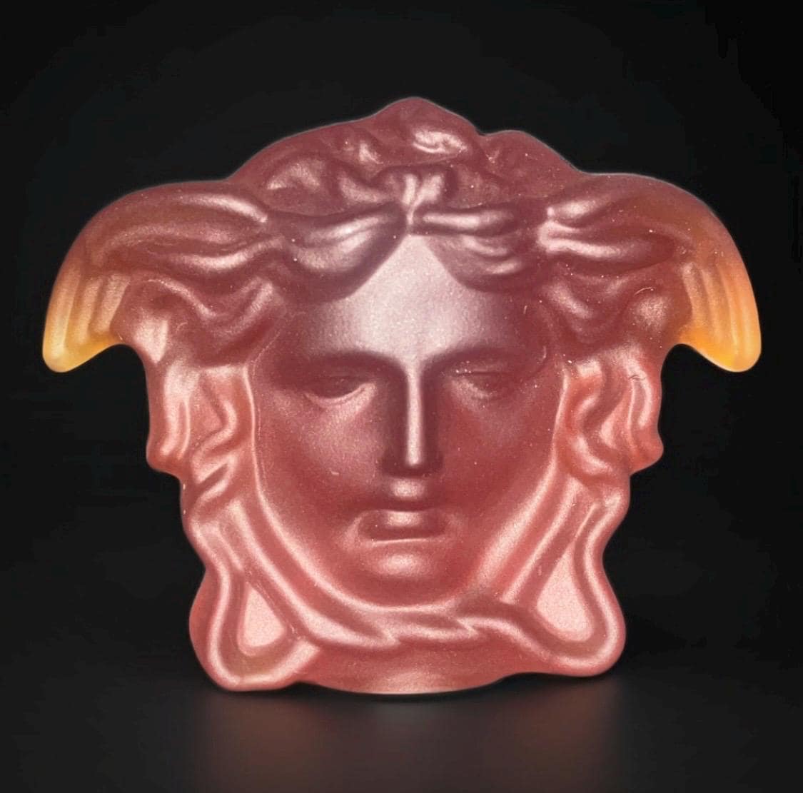 Versace Rosenthal Amber Glass Head Sculpture - Luxury Designer Collectible - Vintage Art Deco