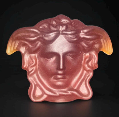 Versace Rosenthal Amber Glass Head Sculpture - Luxury Designer Collectible - Vintage Art Deco
