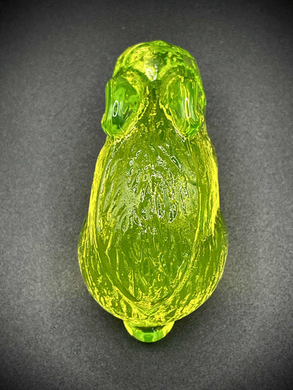 Uranium Glass (Rabbit ) Figurine | Glows Green Under UV Light | Cute Bunny Pet Made of Yellow Vaseline Glass | Leporidae Wild Mammal Statue