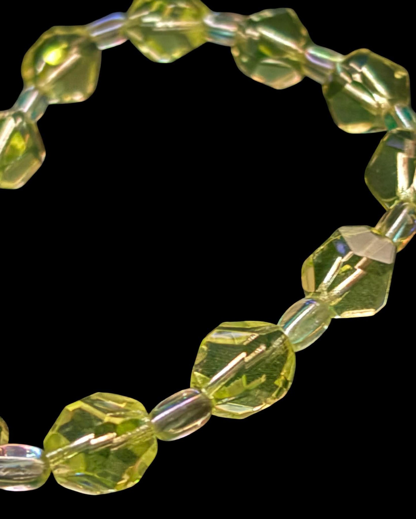 Glow in the Dark Uranium Glass Bracelet | Neon Green Beaded Jewelry | UV Reactive Bracelet | Gothic Alt Accessories | Halloween Jewelry