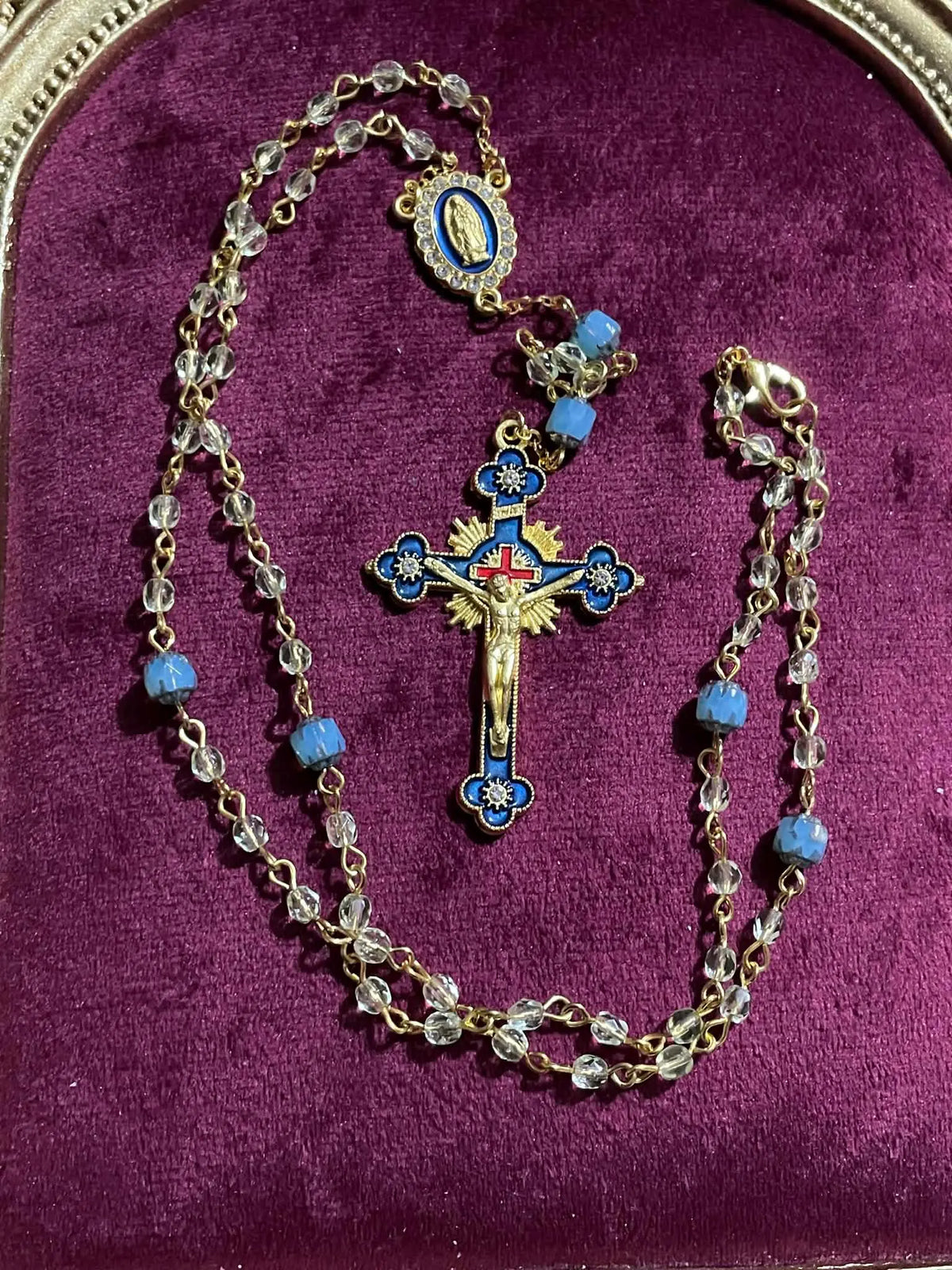 Uranium Glass Rosary | Catholic Crucifix | 59 Beads | UV Glowing
